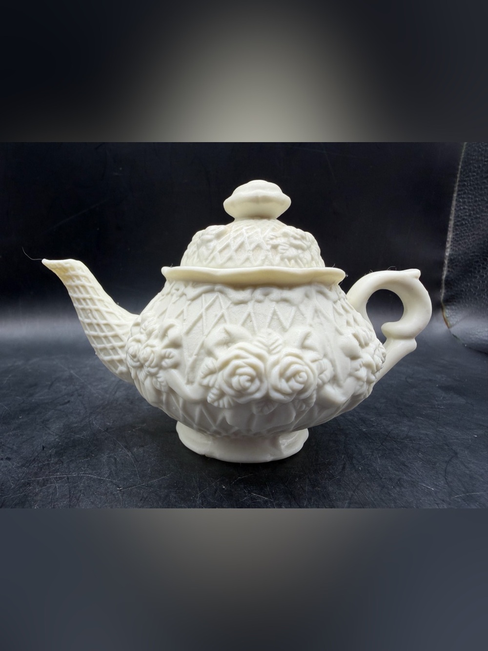 Vintage Porcelain Mini Teapot-Rose & Lattice Design by Millard Lister Sales Ltd